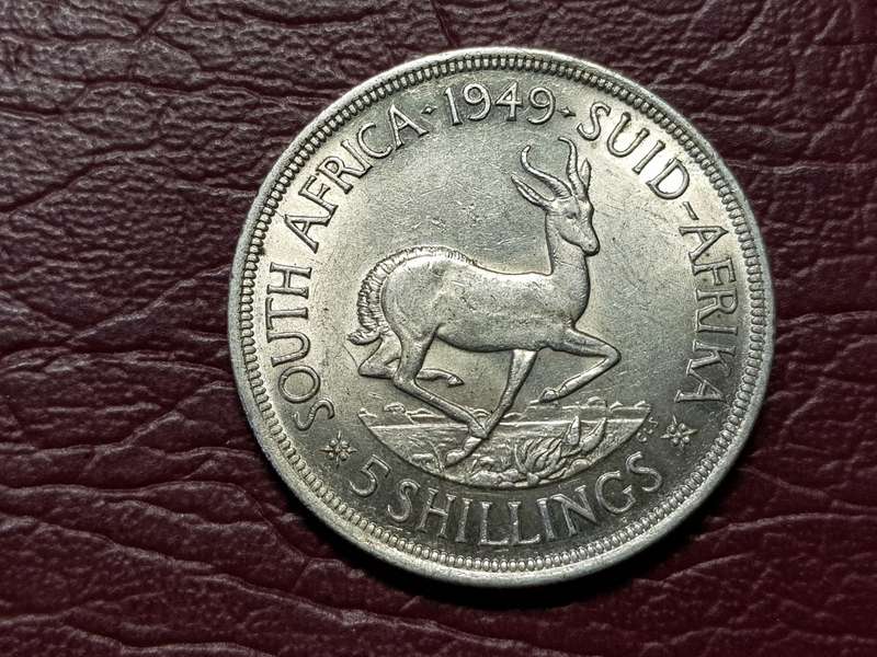 1949 SA UNION SILVER 5 SHILLINGS