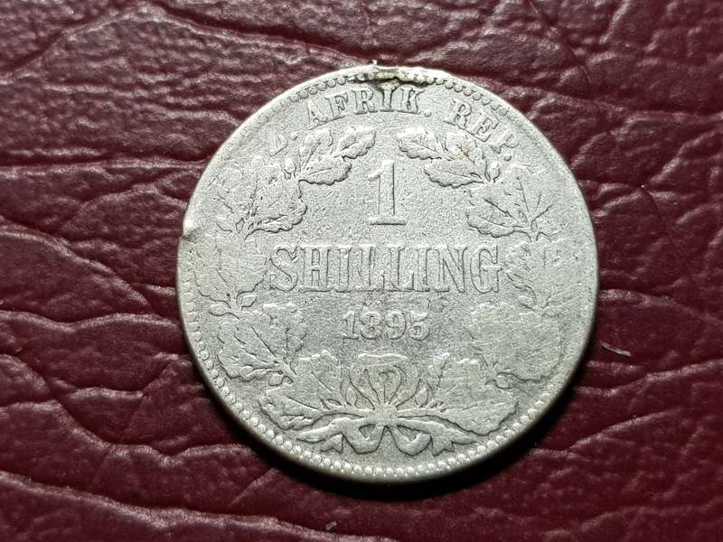 1895 ZAR STERLING SILVER SHILLING - EX MOUNTED