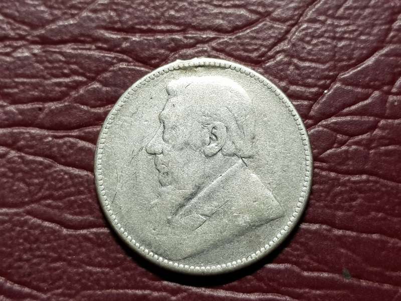 1895 ZAR STERLING SILVER SHILLING - EX MOUNTED