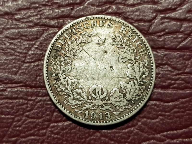 1913 GERMANY SILVER 1 Mark - Wilhelm II - A FILLER COIN