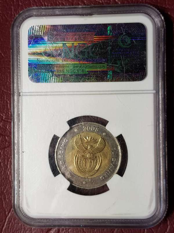 2008 RSA R5 MANDELA 90th BIRTHDAY - NGC GRADED AU DETALS