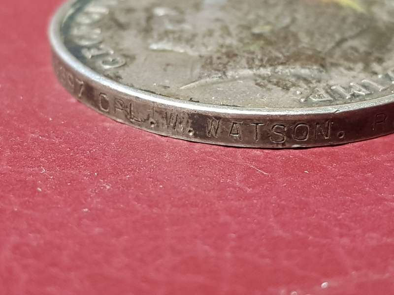 Old collectible Real WWI British War Silver Medal 1914-1918 George V - CPL W. WATSON - [33 g]