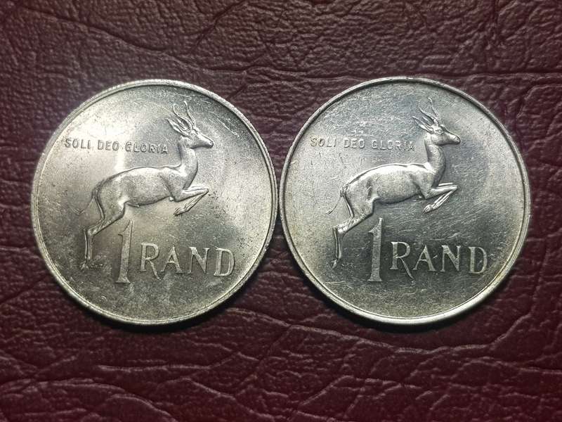 2 x 1967 RSA SILVER RANDS - AFR + ENG - [Bid per coin to take both.]