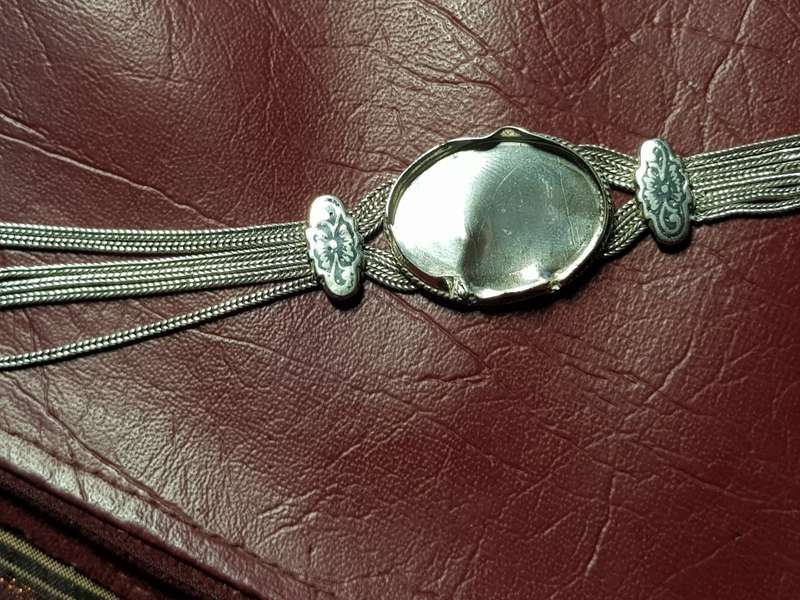 LOVELY GENUINE SOLID STERLING SILVER VINTAGE NECKLACE TO PUT IN YOUR OWN GEMSTONE - [43 g]