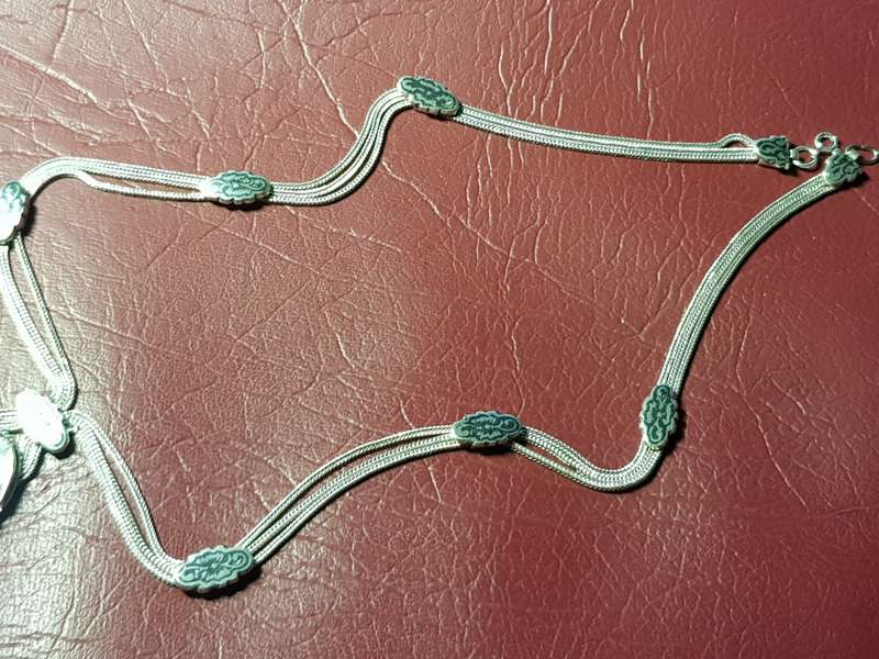 LOVELY GENUINE SOLID STERLING SILVER VINTAGE NECKLACE TO PUT IN YOUR OWN GEMSTONE - [43 g]