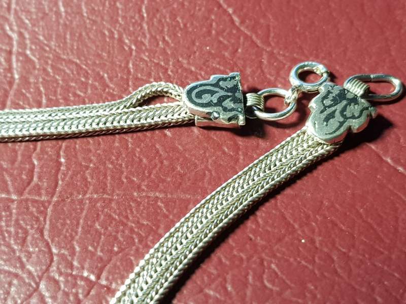 LOVELY GENUINE SOLID STERLING SILVER VINTAGE NECKLACE TO PUT IN YOUR OWN GEMSTONE - [43 g]