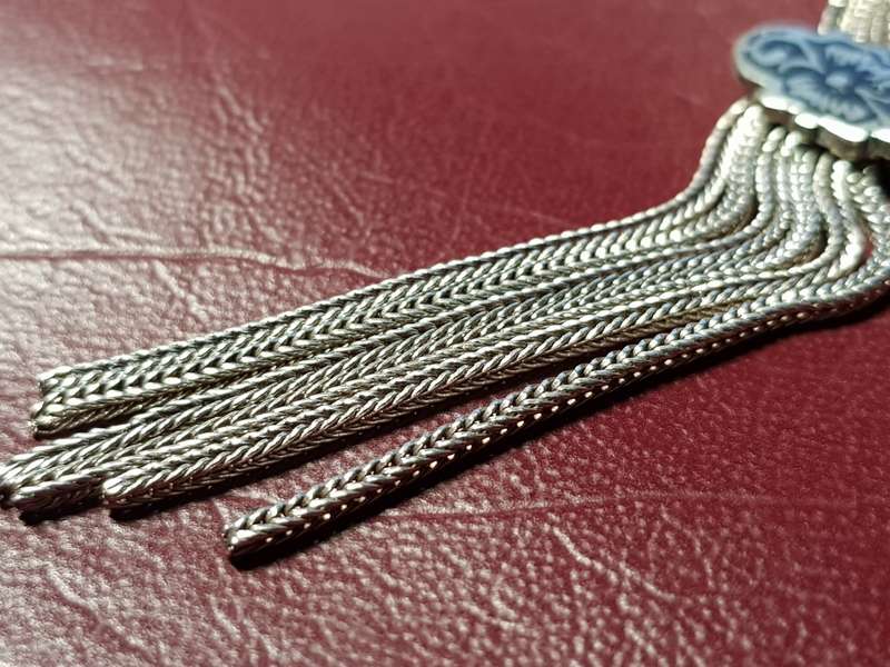 LOVELY GENUINE SOLID STERLING SILVER VINTAGE NECKLACE TO PUT IN YOUR OWN GEMSTONE - [43 g]
