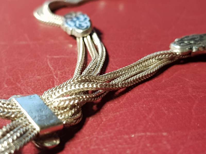 LOVELY GENUINE SOLID STERLING SILVER VINTAGE NECKLACE TO PUT IN YOUR OWN GEMSTONE - [43 g]