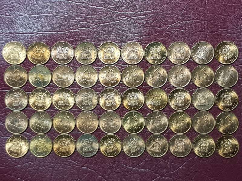 A LOT OF 50 x 1970 RSA BRONZE ½ Cents - BRILLIANT MINT STATE - [Bid per coin to take all all.]