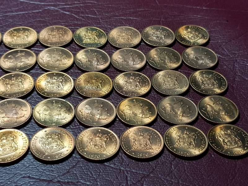 A LOT OF 50 x 1970 RSA BRONZE ½ Cents - BRILLIANT MINT STATE - [Bid per coin to take all all.]