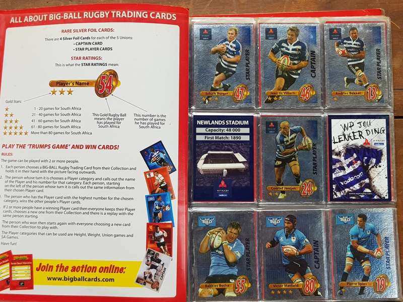 216 x RUGBY TRADING CARDS 2009 COMPLETE COLLECTION IN COLLECTOR BINDER - [Bid per card to take all.]