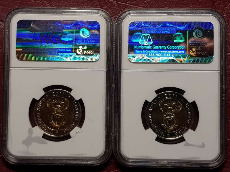 2 x 2011 RSA R5 90th ANNIVERSARY - NGC GRADED MS 66 - [Bid per coin to take all.]