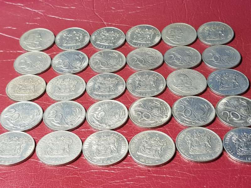 30 x RSA NICKEL 20 CENTS - [Bid per coin to take all.]