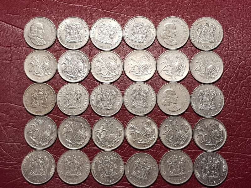 30 x RSA NICKEL 20 CENTS - [Bid per coin to take all.]
