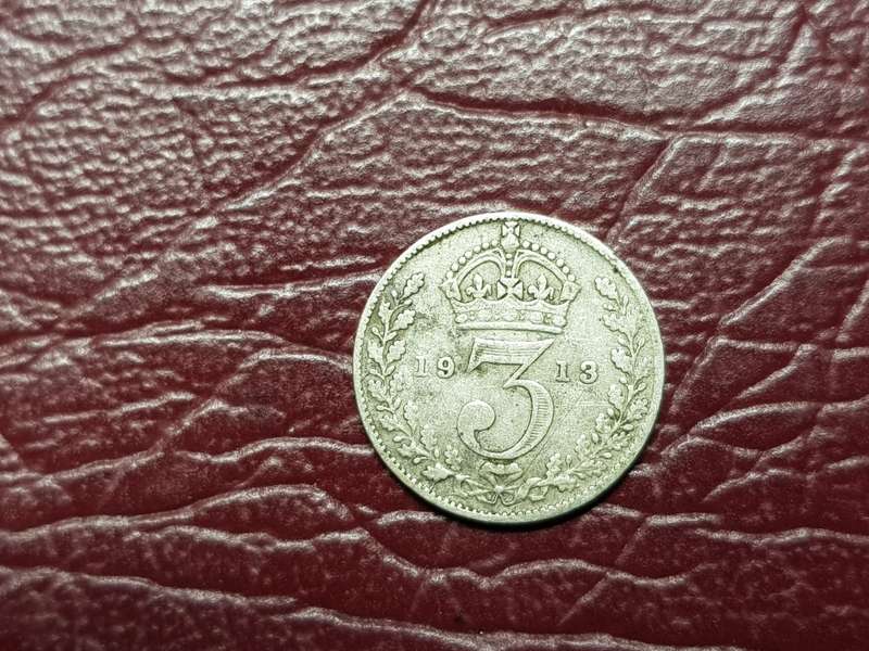 1913 BRITISH STERLING SILVER 3 PENCE