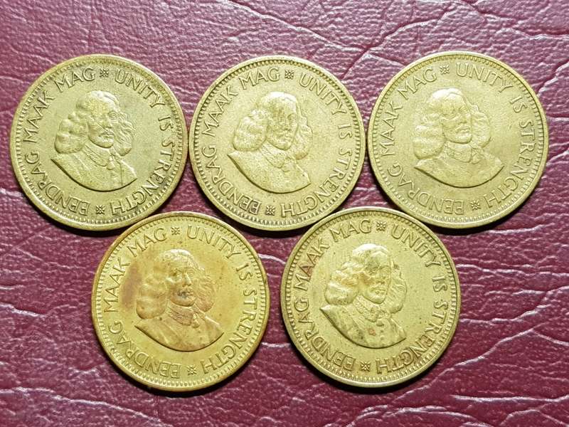 A LOT OF 5 RSA COPPER HALF CENTS - [Bid per coin to take all.]