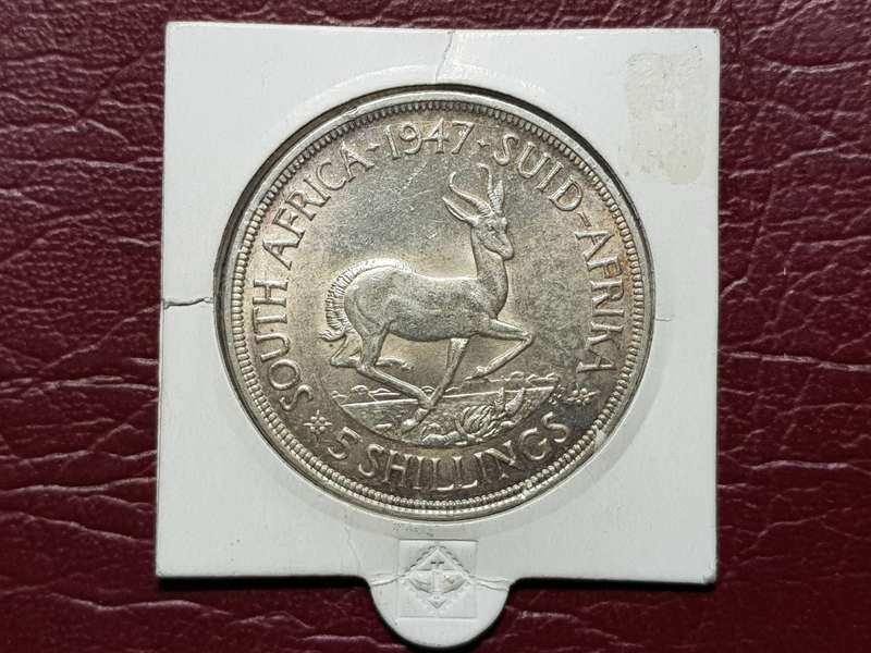 1947 SA UNION SILVER 5 SHILLINGS