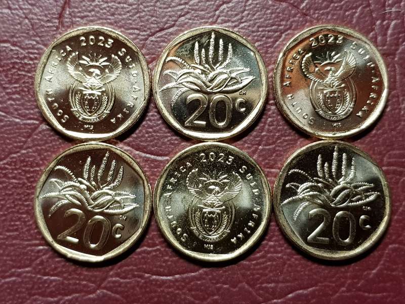 A LOT OF 6 x 2023 20 CENTS - BRILLIANT MINT STATE - [Bid per coin to take all.]