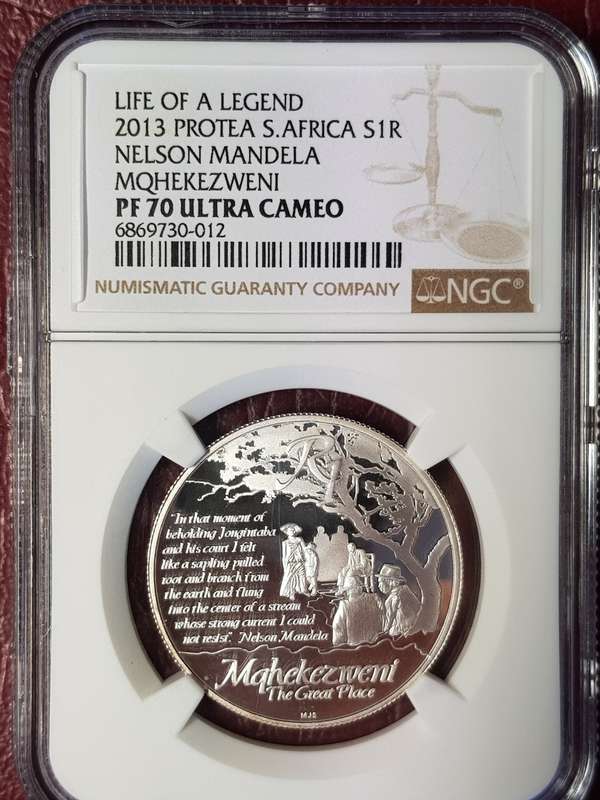 2013 RSA PROTEA SILVER R1 - NELSON MANDELA MQHEKEZWENI - NGC GRADED PF 70 ULTRA CAMEO