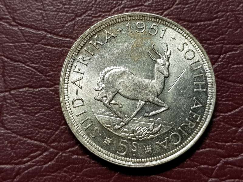 1951 SA Union Silver 5 Shillings