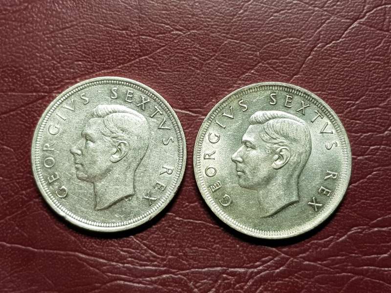2 x 1952 SA Union Silver 5 Shillings - [Bid per coin to take both}