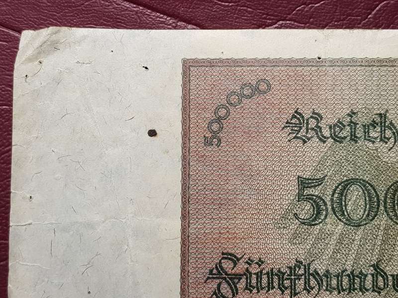 1923 Germany 500 000 Mark Reichsbanknote