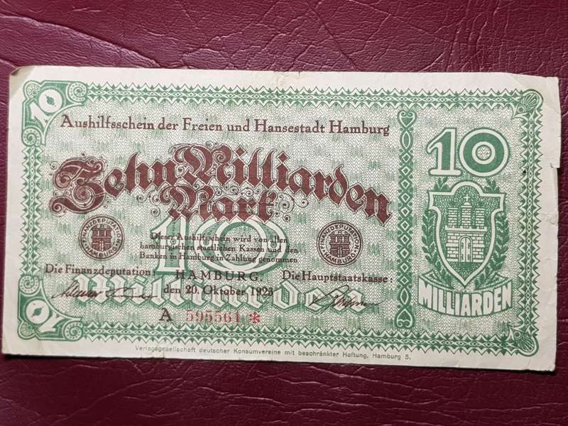 1923 Hanseatic City of Hamburg, 10 Milliarden Mark