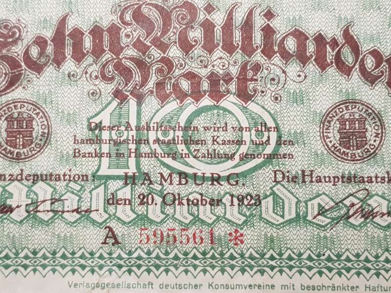 1923 Hanseatic City of Hamburg, 10 Milliarden Mark