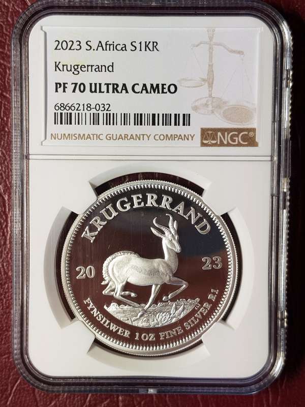 2023 RSA Silver [0.999] 1 Oz Krugerrand - NGC Graded PF 70 Ultra Cameo