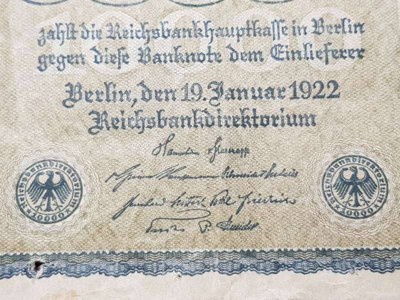 1922 Germany 10 000 Mark Reichsbanknote, Small Issue