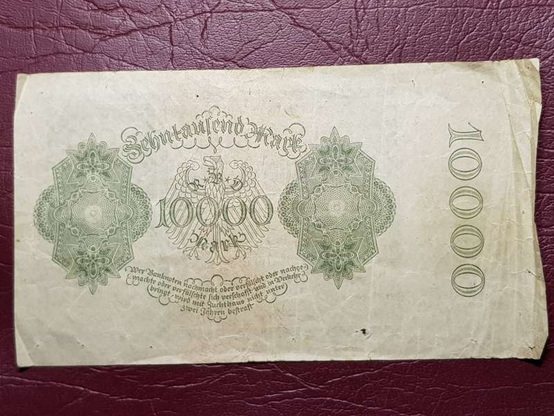 1922 Germany 10 000 Mark Reichsbanknote, Small Issue