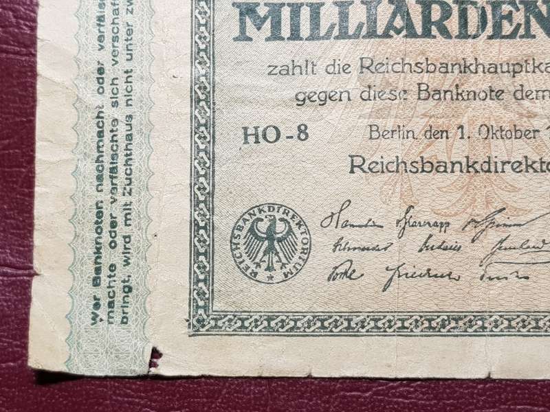 1923 Germany 20 000 000 000 Mark Reichsbanknote