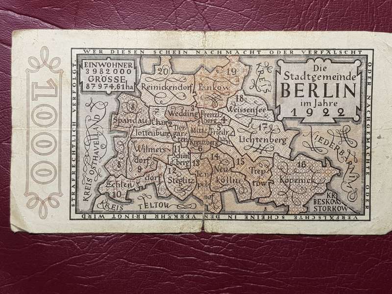 1922 Prussian Province of Berlin (German Notgeld) 3 000 000 Mark on 1 000 Mark