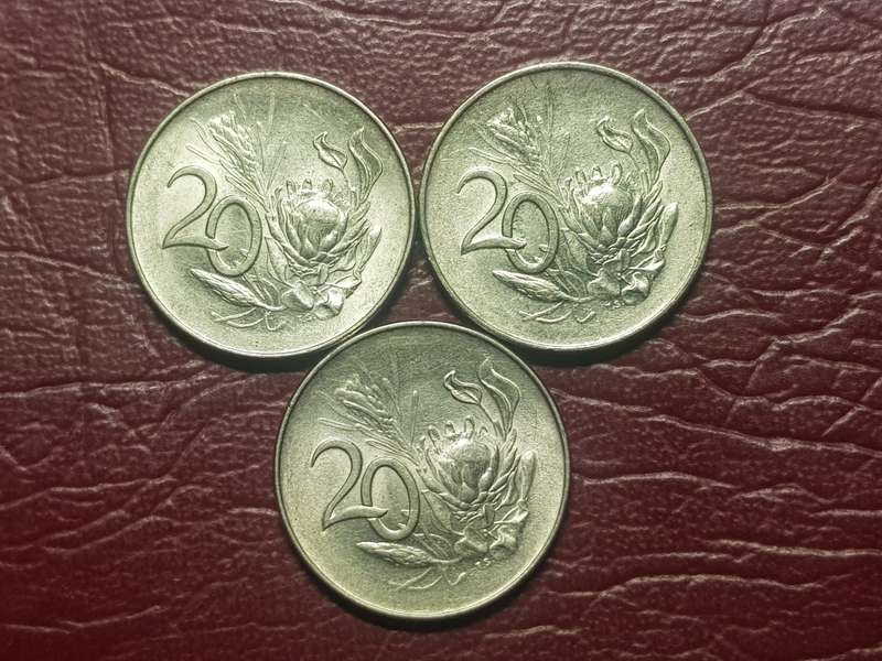 3 x 1965 RSA 20 Cent Coins - [Bid per Coin to take all]