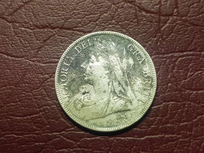 1896 BRITISH STERLING SILVER HALF CROWN