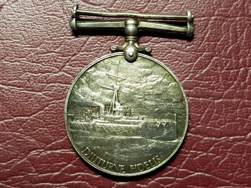 WW1 Royal Naval Reserve RNR Long Service Sterling Silver Medal Awarded to 23314 J. Foy. STO