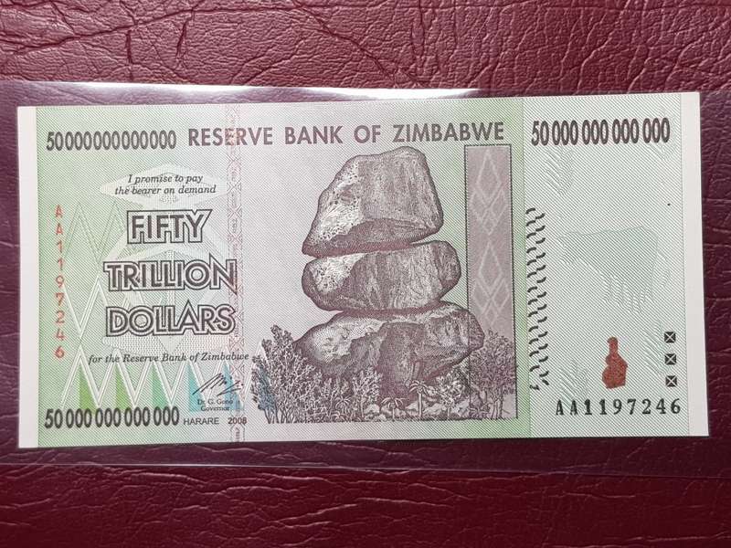2008 ZIMBABWE 50 TRILLION DOLLAR NOTE - UNC