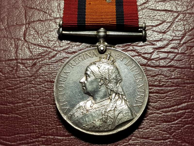 Boer War 1899 - 1902 - Queen`s South Africa Sterling Silver Medal - Awarded to E.G. Weber