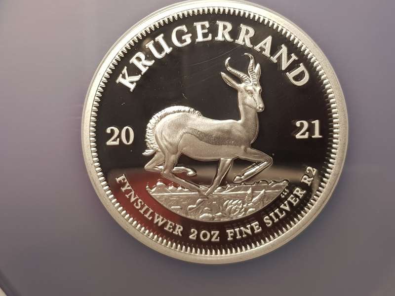 2021 Silver 2 oz Krugerrand NGC Graded in Big Slab PF 70 Ultra Cameo