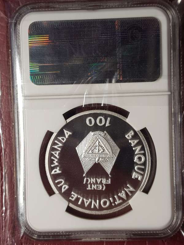 1990 Rwanda Silver 100F Nelson Mandela - NGC Graded PF 70 Ultra Cameo - Only 4 Graded POP 1