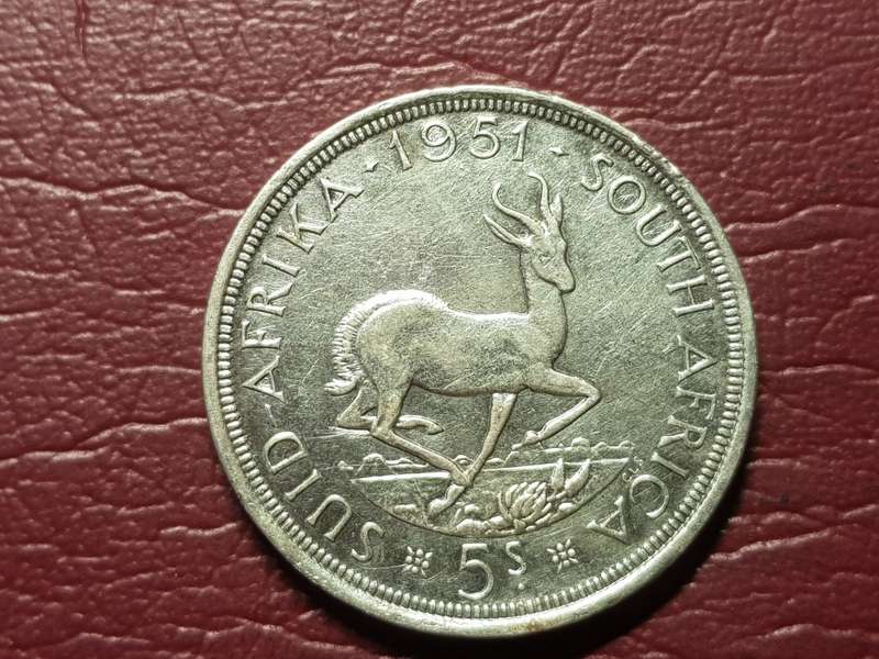 1951 SA Union Silver 5 Shillings