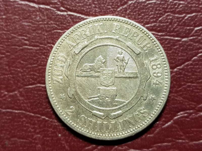 1894 ZAR Sterling Silver 2 Shillings