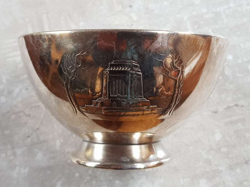 Vintage 1838-1938 Voortrekker Silver Plated Commemorative Bowl -[Diameter 11,5 cm, Height 6 cm]
