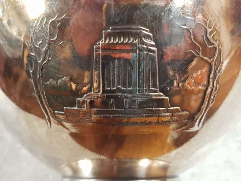 Vintage 1838-1938 Voortrekker Silver Plated Commemorative Bowl -[Diameter 11,5 cm, Height 6 cm]