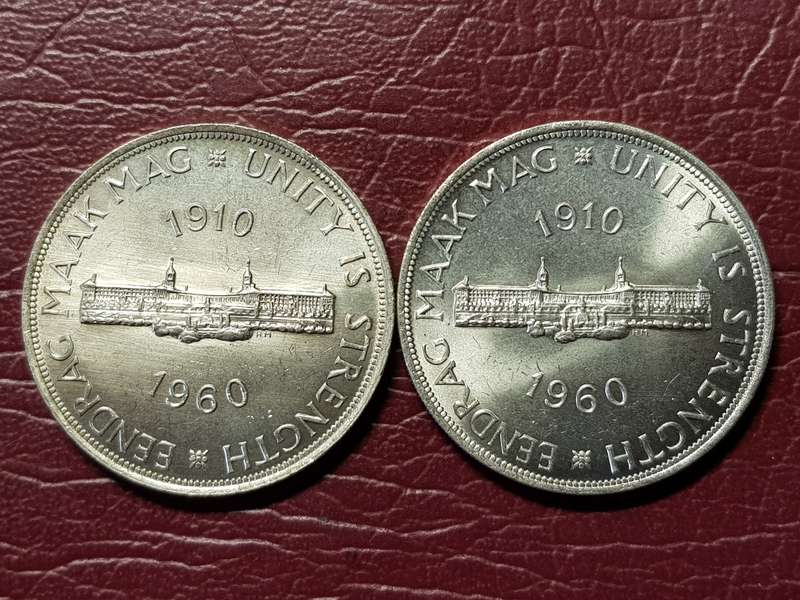 2 x 1960 SA Union Silver 5 Shillings - To My Opinion MS - [Bid per coin to take both]