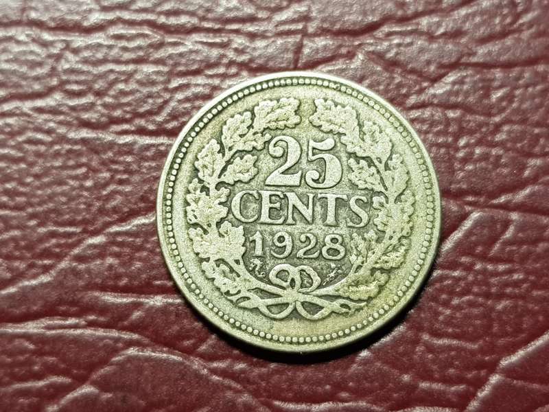 1928 Nederland Silver 25 Cents - Wilhelmina
