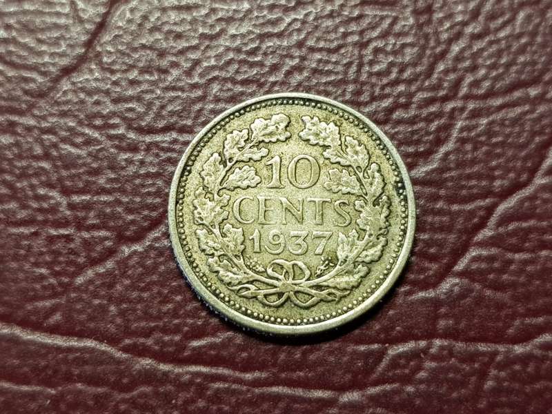 1937 Netherlands Silver 10 Cents - Wilhelmina