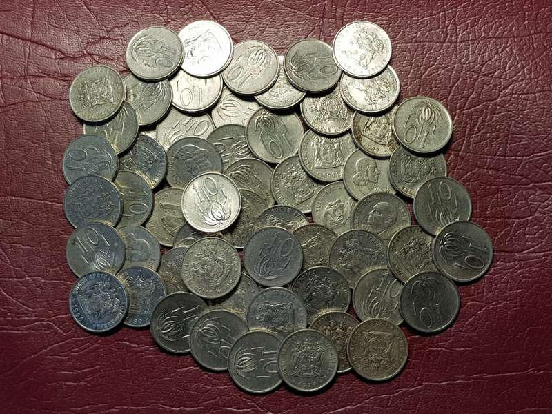 A Lot Of 60 RSA Nickel 10 Cent Coins - [Bid per coin to take all.]