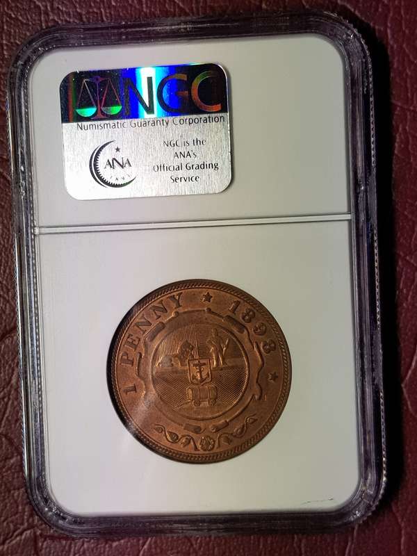 1898 ZAR Penny Pretorius Hoard - NGC Graded MS 64 RB - Regrade Candidate Old Slab