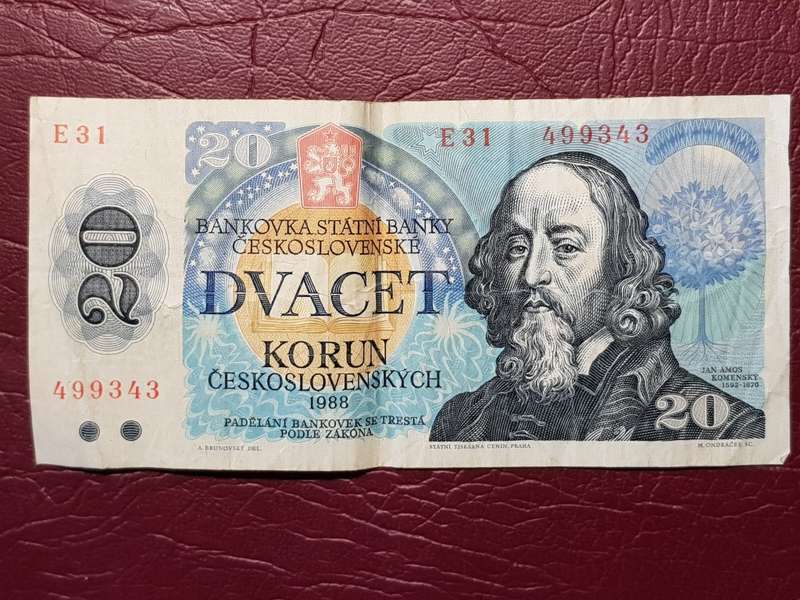 1988 Czechoslovakia 20 Korun Note